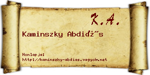 Kaminszky Abdiás névjegykártya